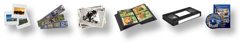 Examples of slides, negatives and film formats digitized by Hollywood Photo Scanning